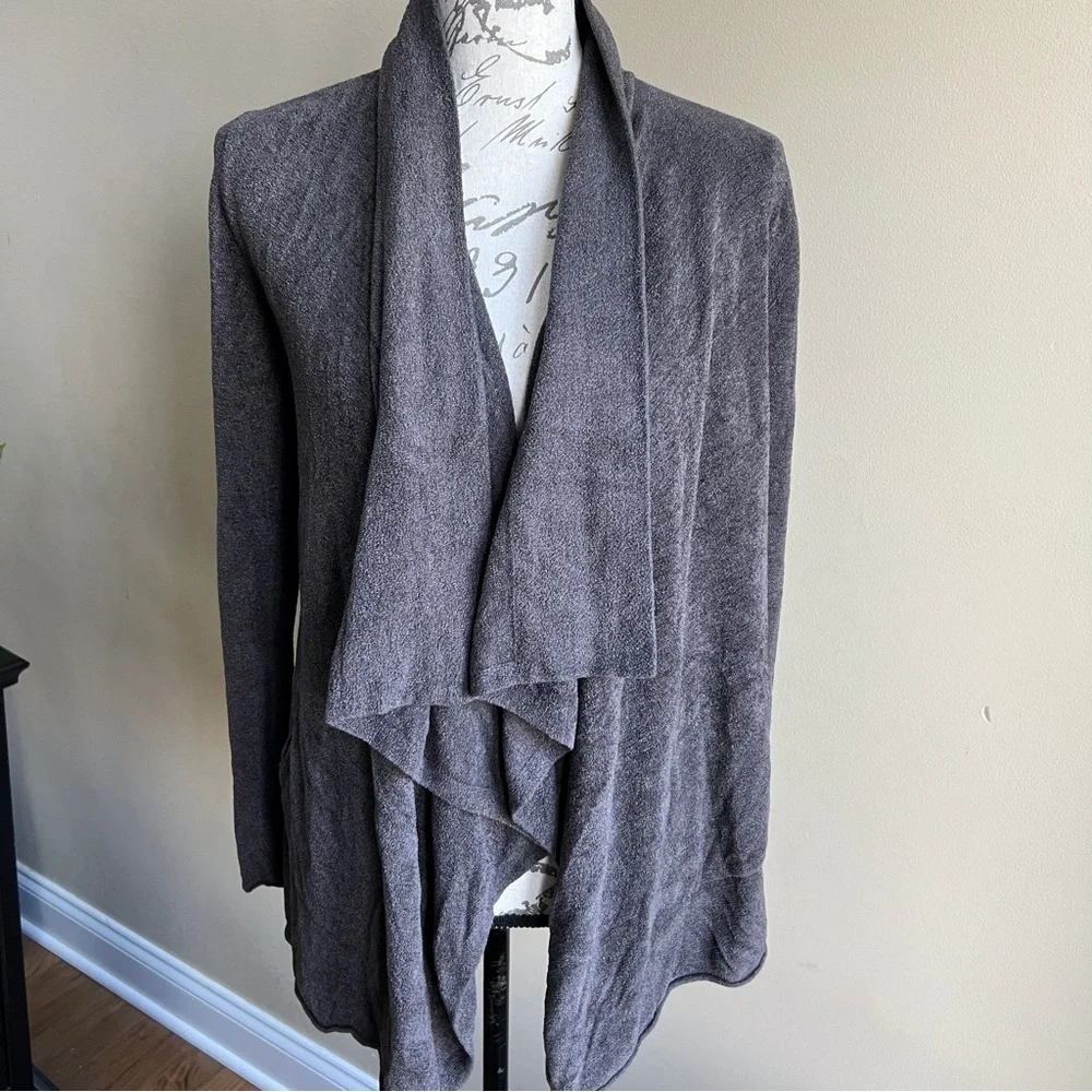 Barefoot Dreams Cardigan Sweater with Cascading Collar Sz S/M